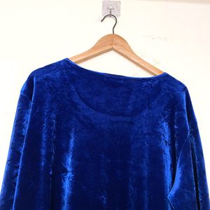 Navy Blue Velvet Top By Rag