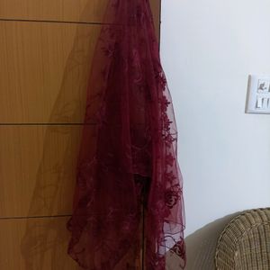 Beautiful Maroon Dupatta Net