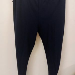 Women Soild Dark Blue Jeggings With Ankle Zip