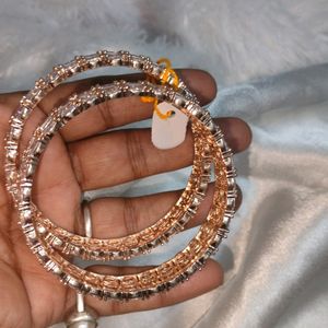 Premium Quality Rosegold AD Broad Bangles