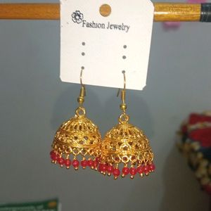 Golden+ Pink Combo Ethnic Jhumka