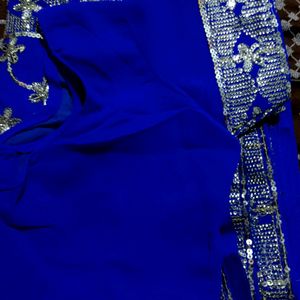 Blue Heavy Work Saree With Blouse