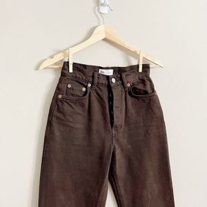 Zara Brown Mid Rise Jeans