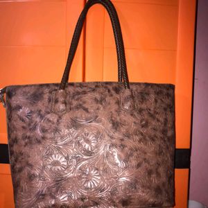 Lino Perros Brown Textured Big Tote Handbag