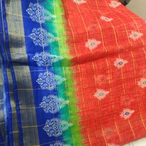 Red And Blue Saree