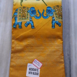 Mustard Yellow Dola Foil Saree