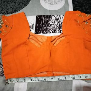 Embroid Party Wear Orange Saree