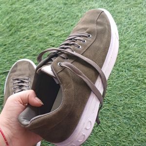 Olive Green Velvet Sneakers For Men's And Women's