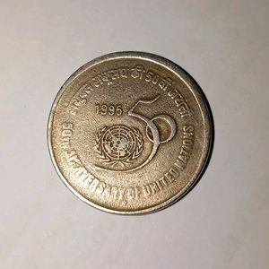 Rs 5 Coin-50th Anniversary Of United Nations