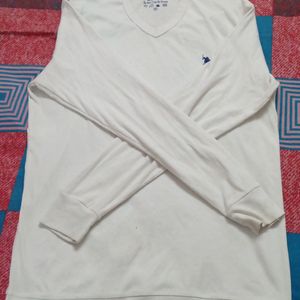 XL. US. Polo ASSN. Men White Solid Cotton T-shirt
