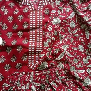 Women Block Printed kurta And Pant Dupatta sets