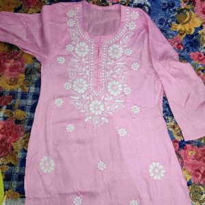 Pink Chikankari Work Beautiful Kurta