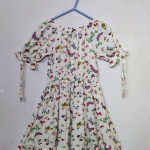 Floral printed off White girls Frock