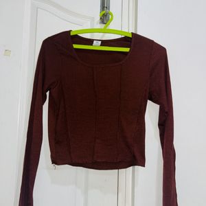 Women Brown Colour Crop Top