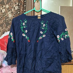 Blue Women Tunic Floral Design