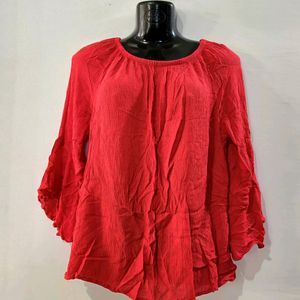 Bare Denim Women Red Rayon Top