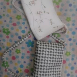 Two Embroidery White And Black Sling Bag