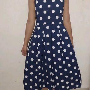 Blue Midi With White Small Dots