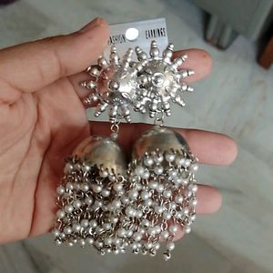 Silver Oxidised Jhumka