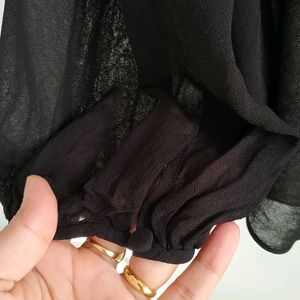 Zara Long Sleeve Tassel Black Velvet Studs Blouse