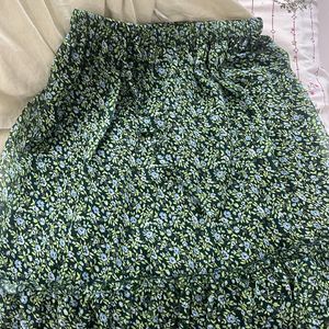 Floral green long skirt