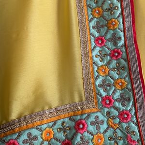 Yellow Saree With Full Border Work