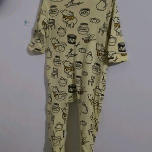 Printed Rompers With Snap Button Closure (Yellow)