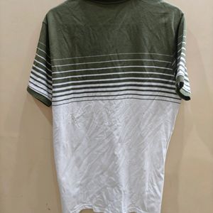 Westside White And Green Collared T-shirt