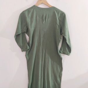 Olive Green Plain Kurta (Women's)