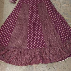 Maroon Golden Printed Ethnic Kurti