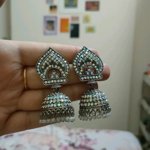 Multicolored Oxidised Jhumkas