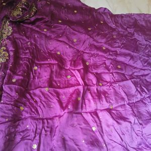 Regal Purple Saree with Shimmering Embellishments