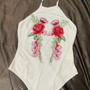 Women Embroidered Mesh Bodysuit