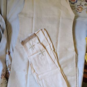 Cream Colour Kurta With Pant