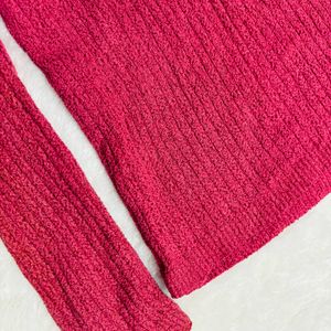 Cute Pink Full Sleeve V-Neck Top