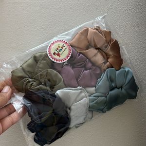 Pack Of 6 Metallic Coloured Scrunchies Hair ties