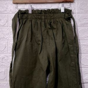 Max Women Olive Cotton Pant | Waist 26 | Hip 30