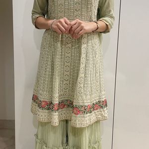 Parrot Green Suit Sharara