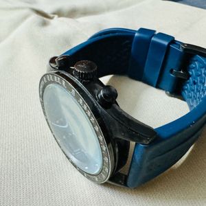 Men’s Emporio Armani Black Dial Blue Belt Watch