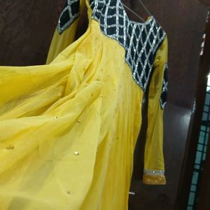 Black And Yellow Frock  Welvet