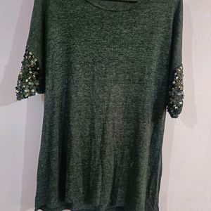 stylish sparkling top with fancy half sleeves