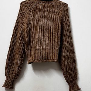 H&M Brown High Neck Heavy Knit Sweater