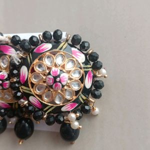 Black Minakari Kundan Earings