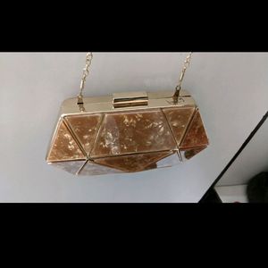 Women's Designer Resin Diamond Metallic Clutch