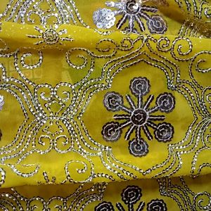 Sequined Yellow Saree