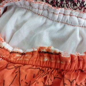 Orange Printed Self Altered Long Skirt (Women)