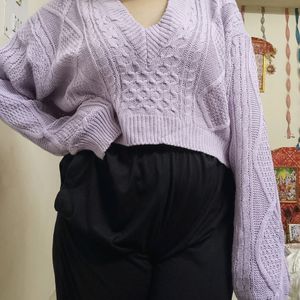 Lavender Korean Cropped Sweater