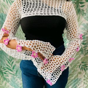 Crochet Bolero With Slit Sleeves