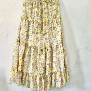 Trendy Yellow Flowering Skirt