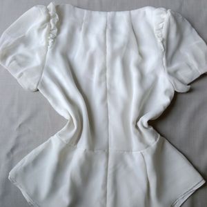 New Korean Premium Off-white Peplum Top